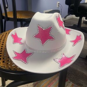 Hot Pink Cowboy Hat with glitter stars! NWT